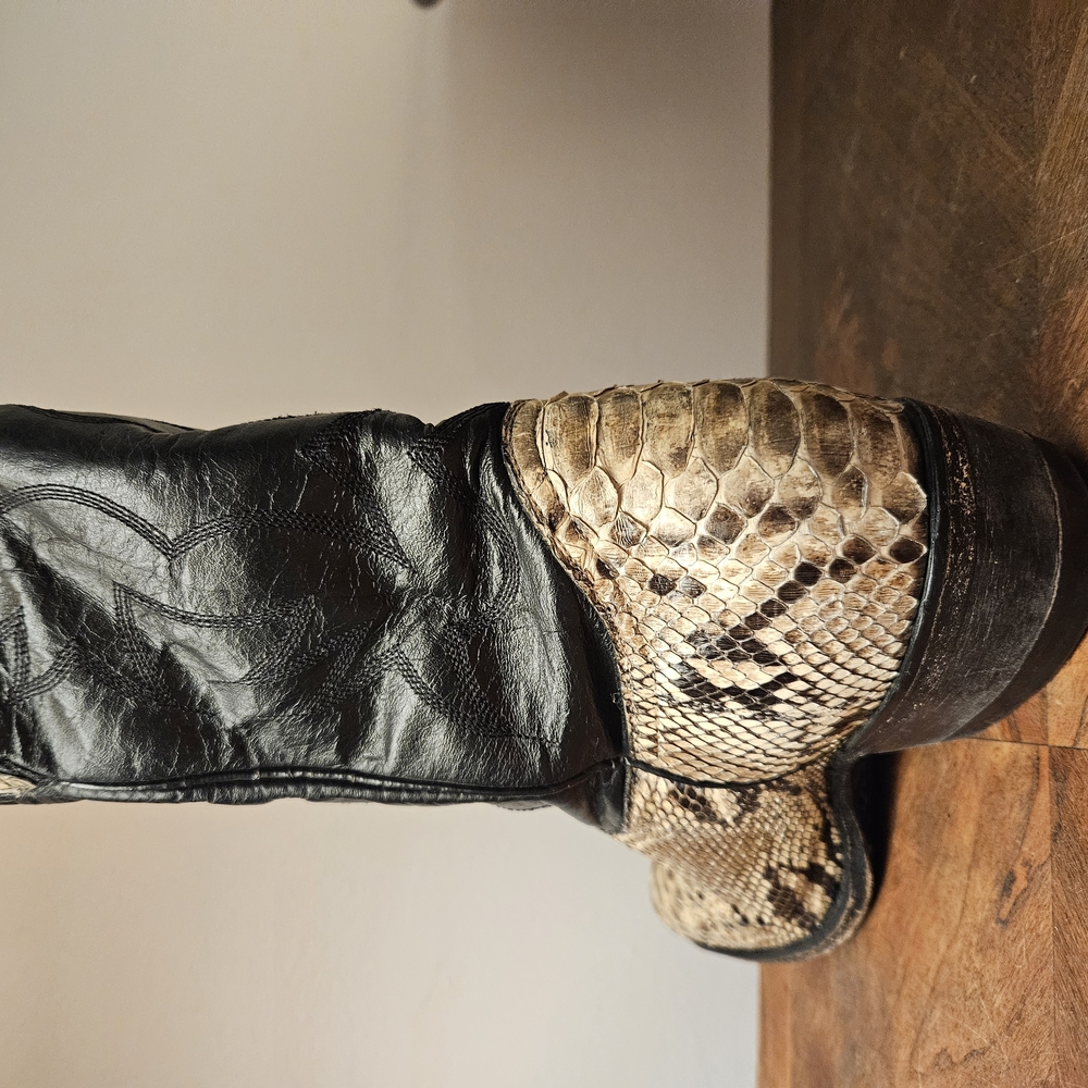 Vintage Cowboy Boots Python Snake Skin Leather Western Rodeo - Picture 4 of 10